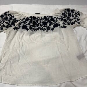 Embroidered Off-Shoulder White Top